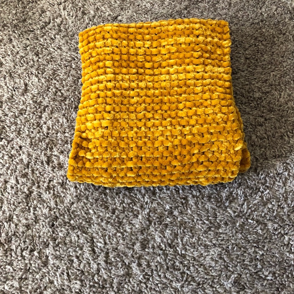 Hand knitted mustard yellow scarf